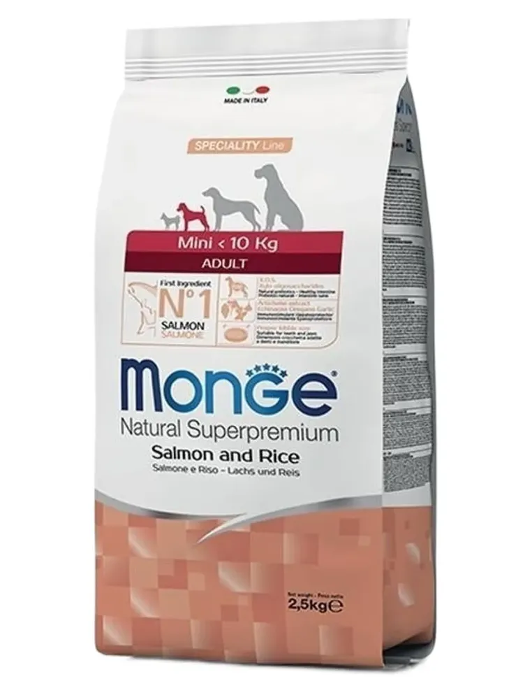 Monge cane adult mini salmone e riso 7,5 kg  