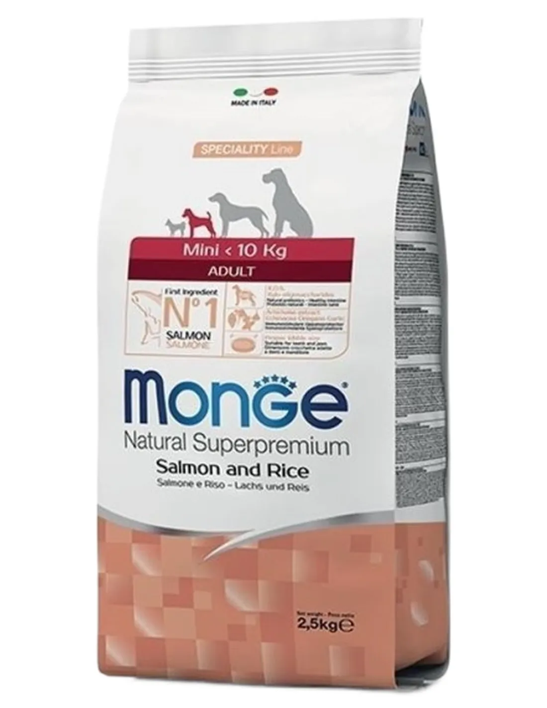 Monge cane adult mini salmone e riso 7,5 kg  