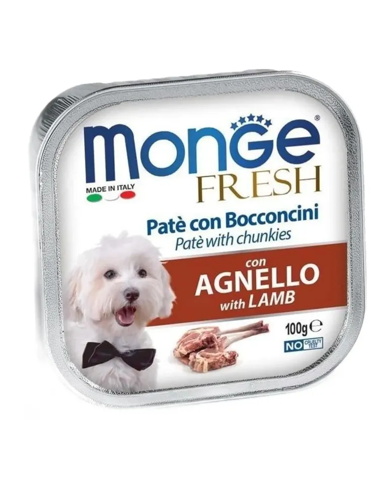 Monge cane fresh pate e bocconcini con agnello 100 gr  