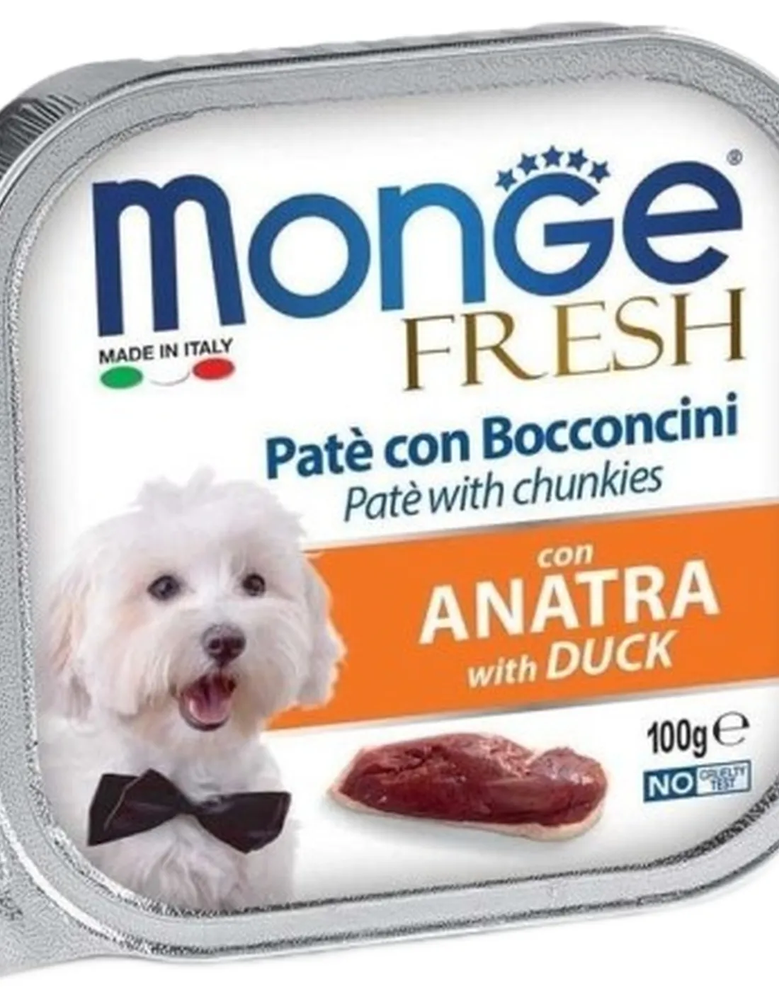 Monge cane fresh pate e bocconcini con anatra 100 gr   Monge cane fresh pate e bocconcini con anatra 100 gr