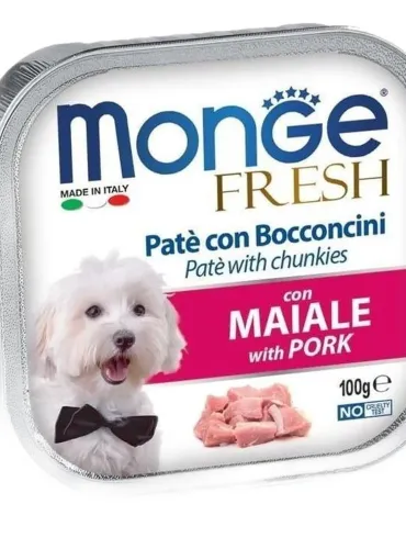 Monge cane fresh pate e bocconcini con maiale 100 gr  