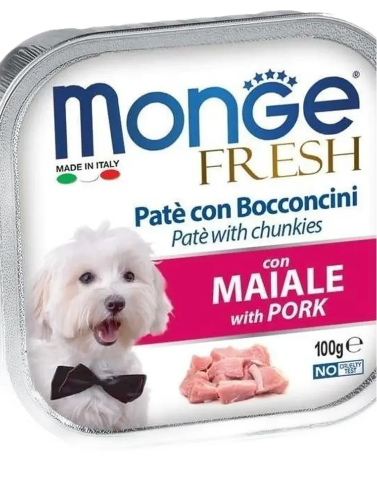 Monge cane fresh pate e bocconcini con maiale 100 gr  