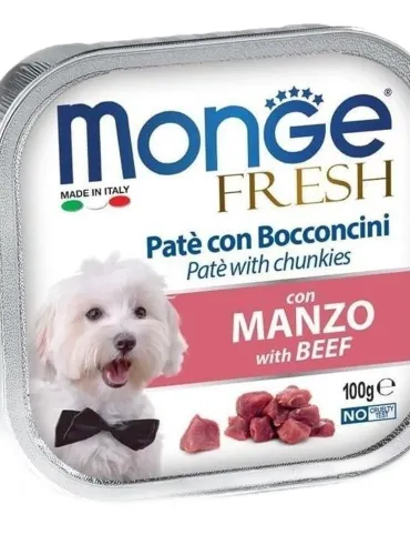 Monge cane fresh pate e bocconcini con manzo 100 gr  