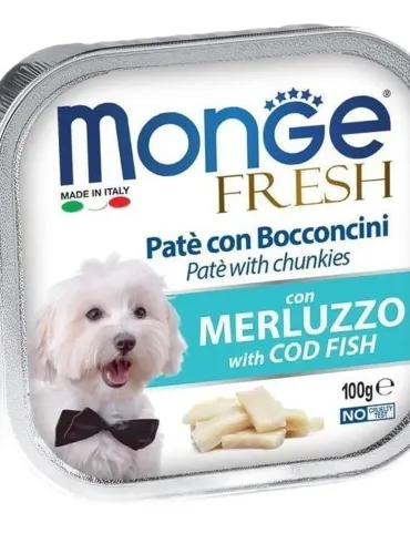 Monge cane fresh pate e bocconcini con merluzzo 100 gr  