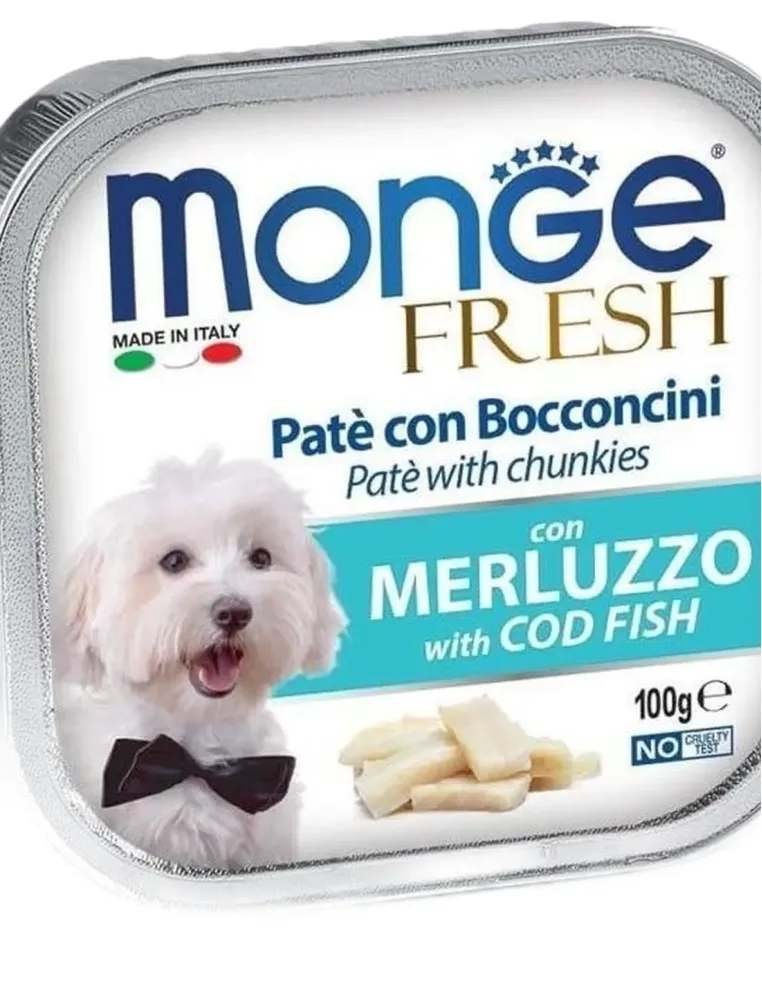 Monge cane fresh pate e bocconcini con merluzzo 100 gr  