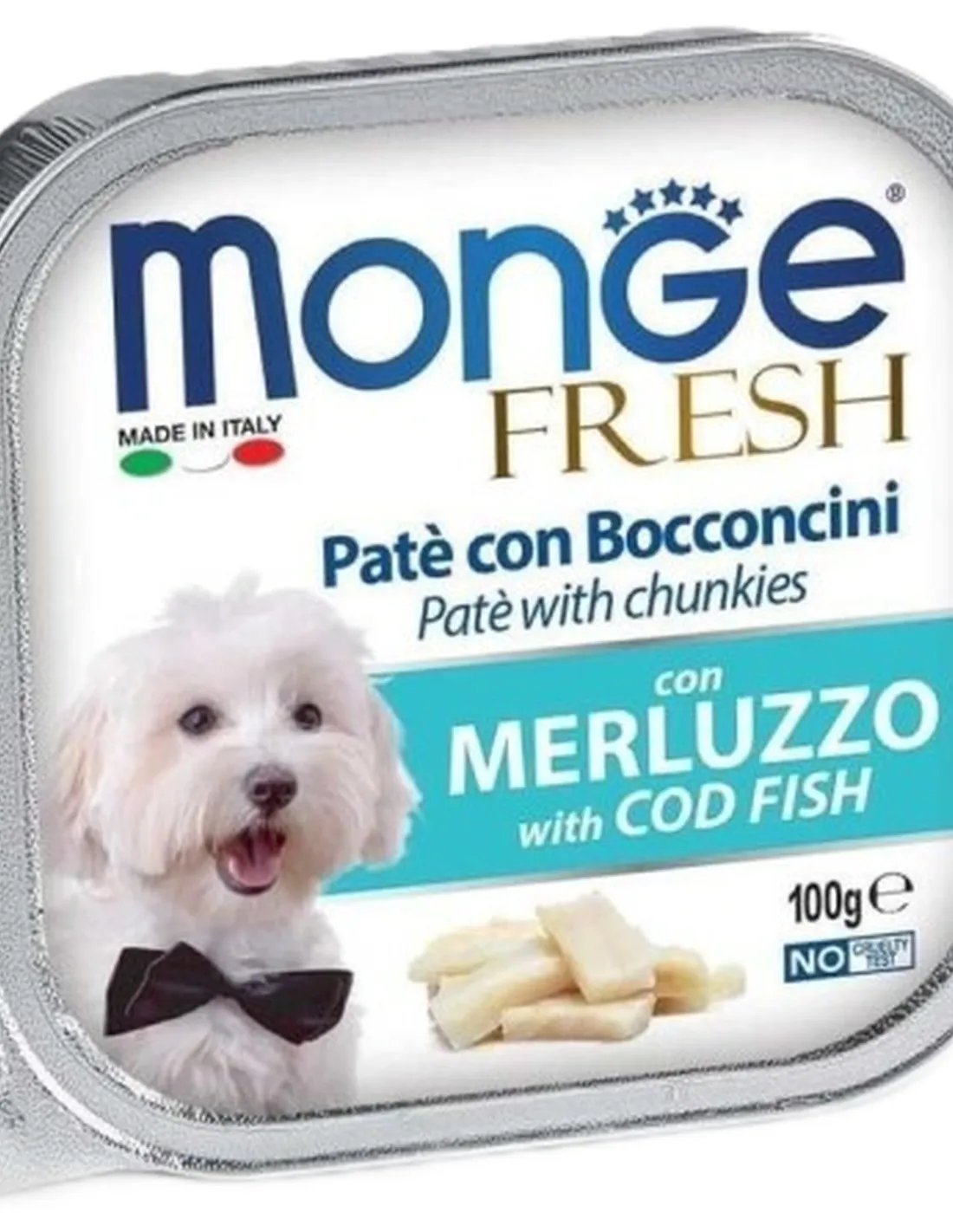 Monge cane fresh pate e bocconcini con merluzzo 100 gr  