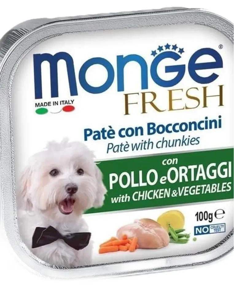 Monge cane fresh pate e bocconcini con pollo e ortaggi 100 gr  