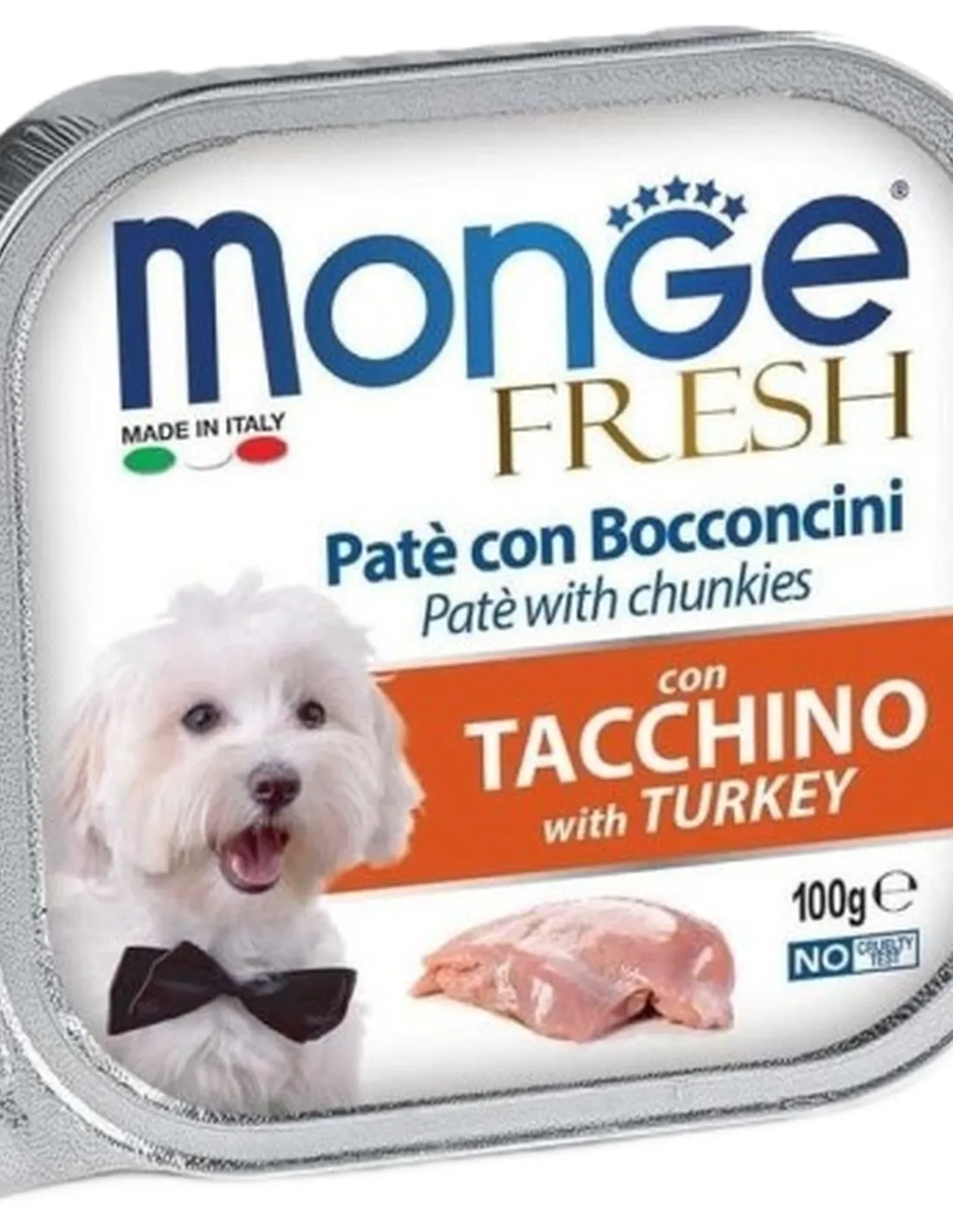 Monge cane fresh pate e bocconcini con tacchino 100 gr   Monge cane fresh pate e bocconcini con tacchino 100 gr