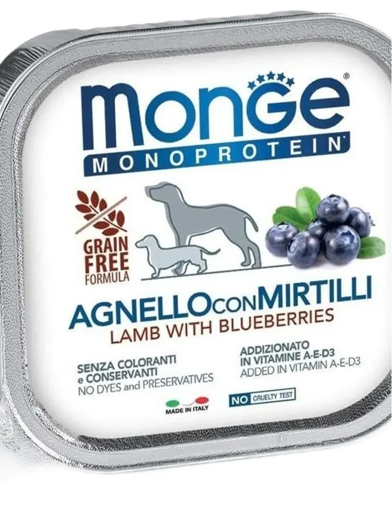Monge cane monoprotein agnello con miritilli 150 gr  