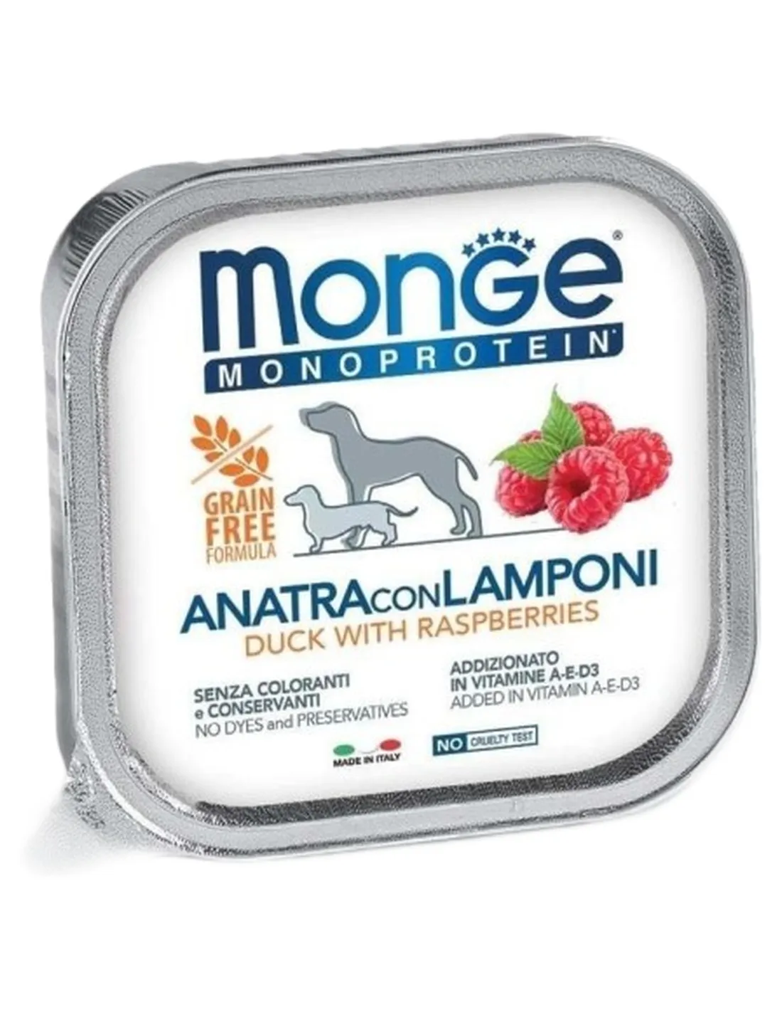 Monge cane monoprotein fruit anatra con lamponi 150 gr  