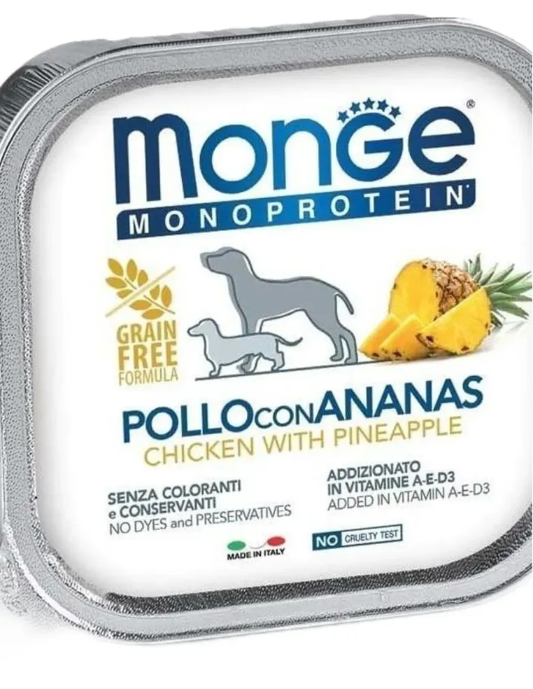 Monge cane monoprotein fruit pollo con ananas 150 gr  
