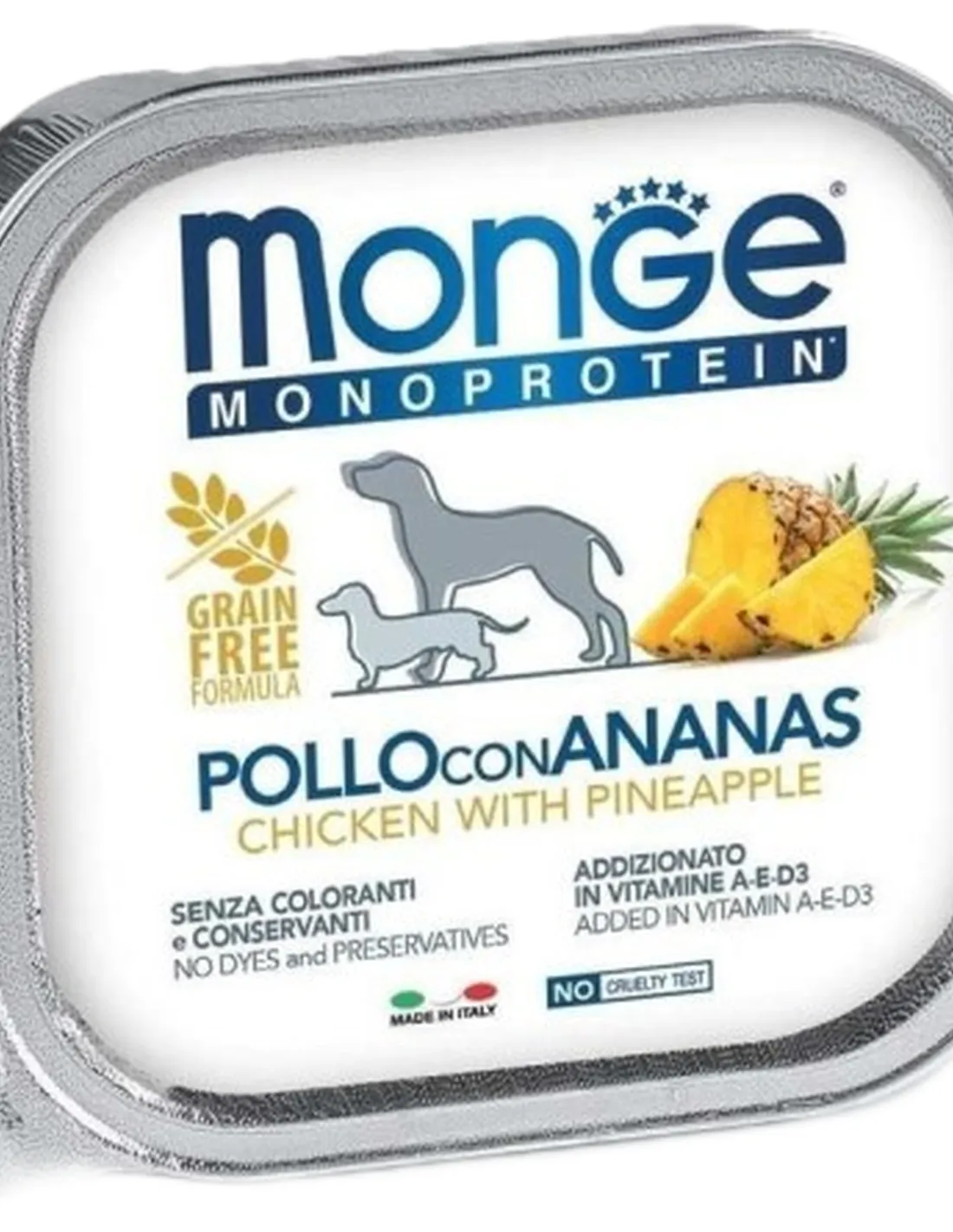 Monge cane monoprotein fruit pollo con ananas 150 gr   Monge cane monoprotein fruit pollo con ananas 150 gr