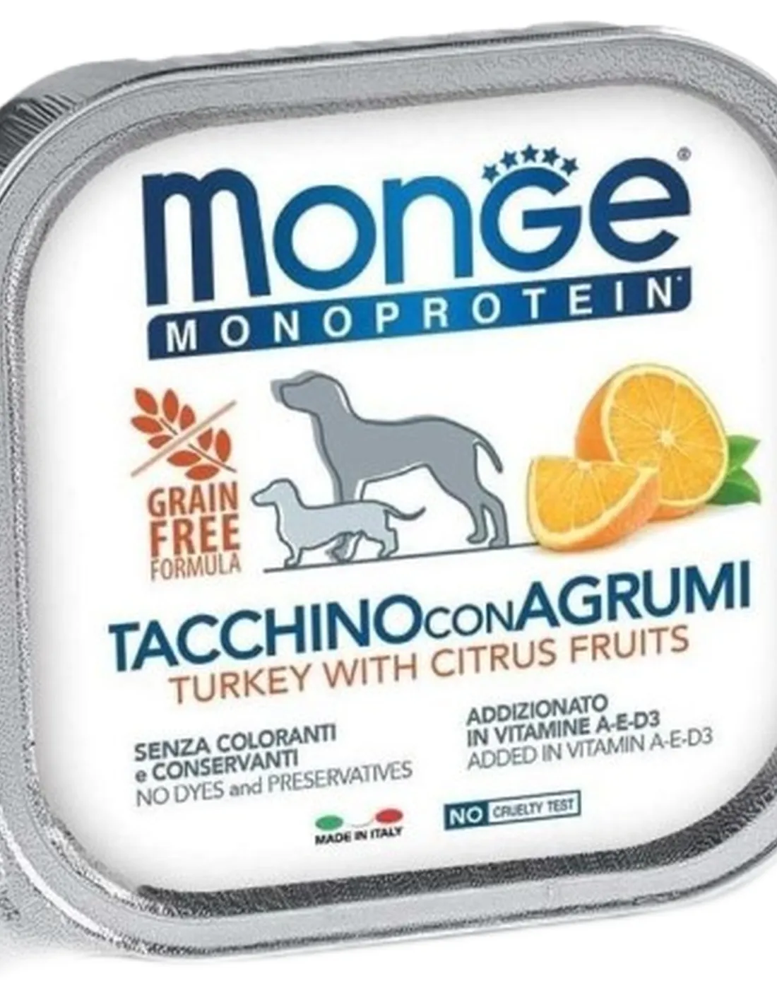 Monge cane monoprotein fruit tacchino con agrumi 150 gr   Monge cane monoprotein fruit tacchino con agrumi 150 gr