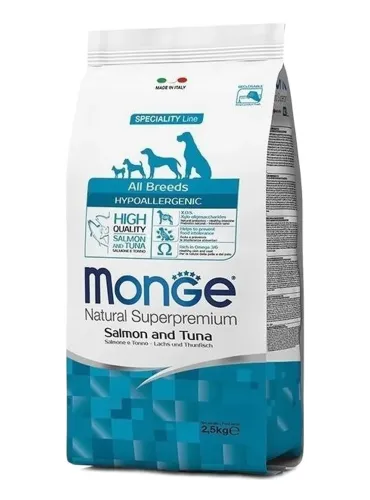 Monge cane hypoallergenic all breeds salmone e tonno 12 kg