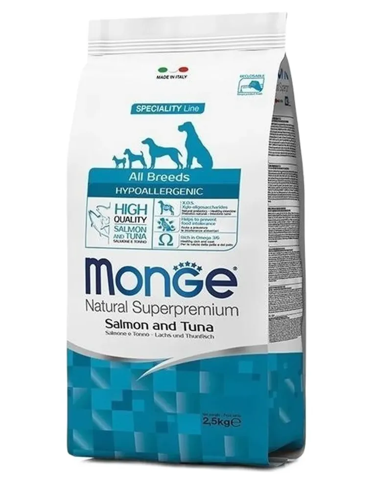 Monge cane hypoallergenic all breeds salmone e tonno 12 kg  