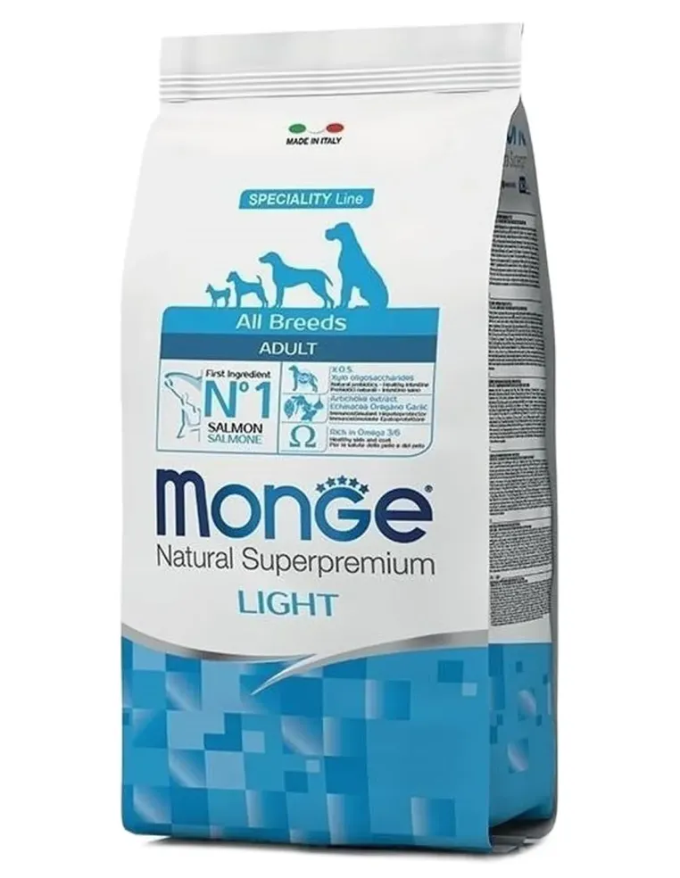 Monge cane light all breeds salmone e riso 12 kg  