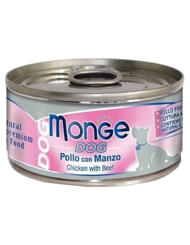 Monge cane natural pollo con manzo 95 gr  