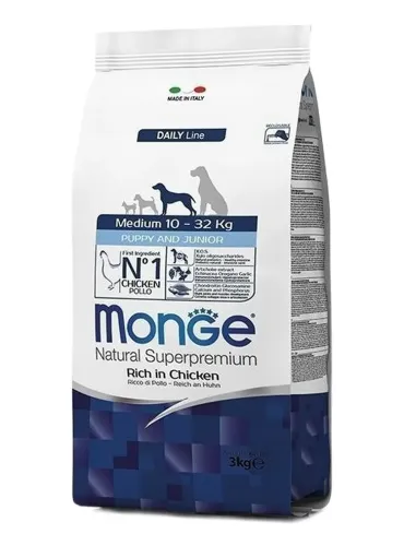Monge cane medium puppy e junior pollo 3 kg
