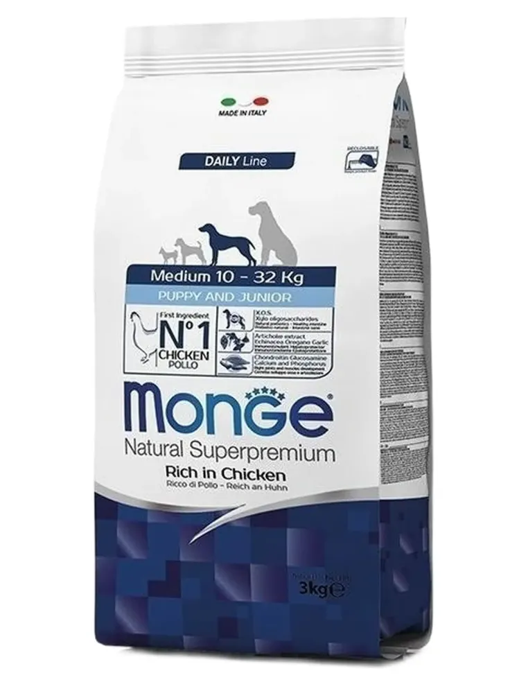 Monge cane medium puppy e junior pollo 3 kg  