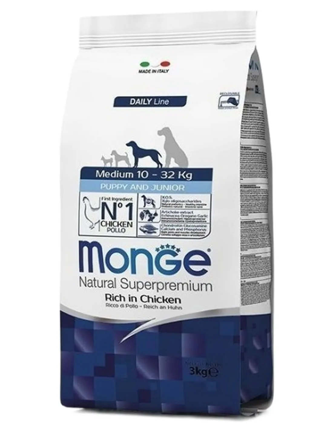 Monge cane medium puppy e junior pollo 3 kg  
