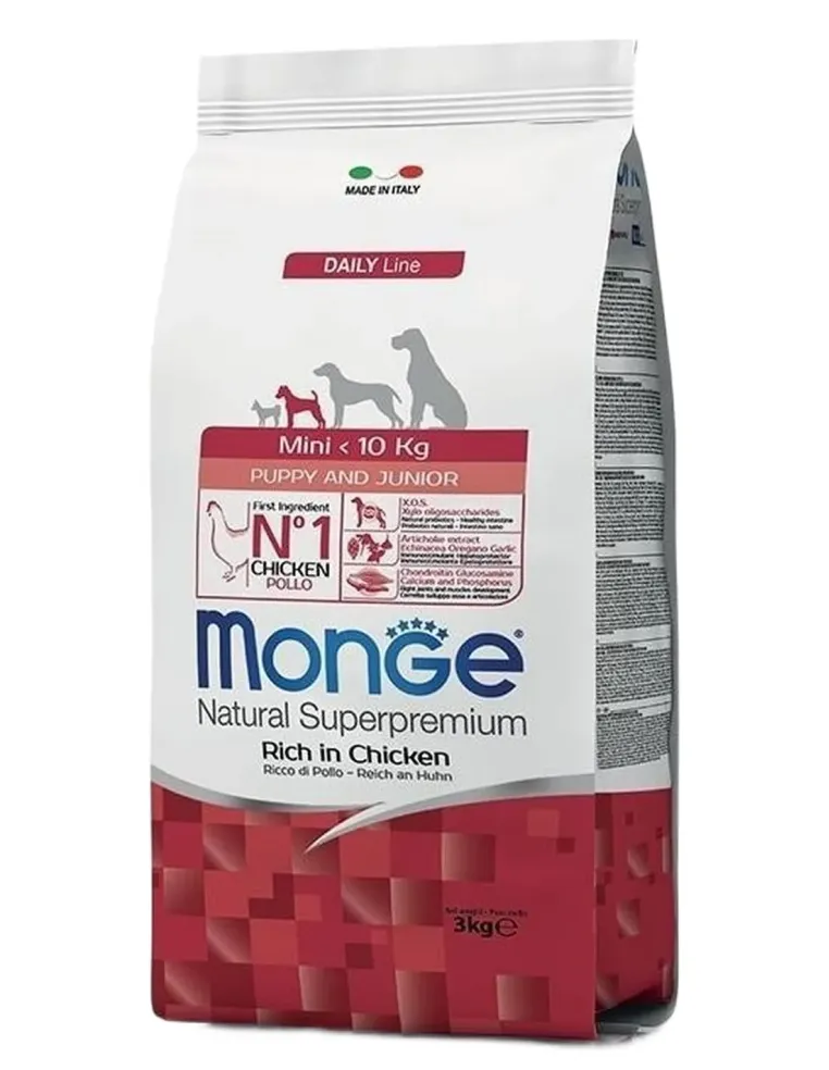 Monge cane puppy e junior mini pollo 3 kg  