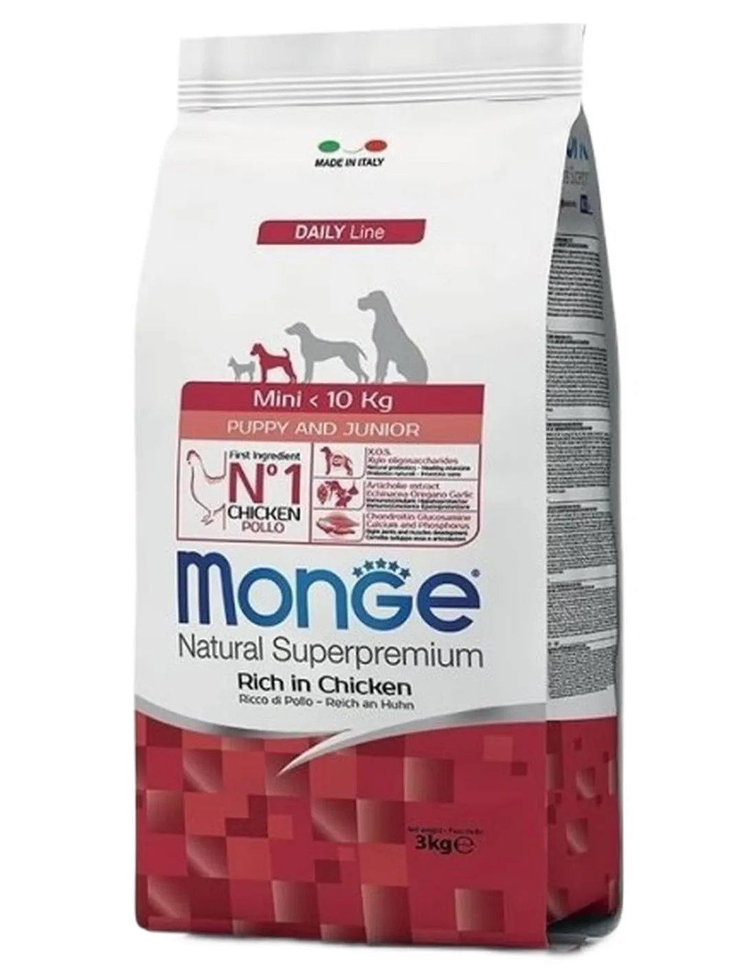 Monge cane puppy e junior mini pollo 3 kg  