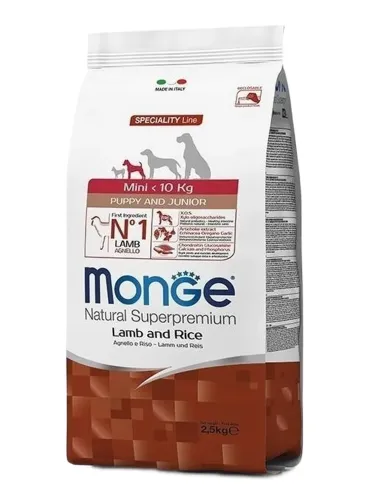 Monge cane mini puppy e junior agnello e riso 2,5 kg  