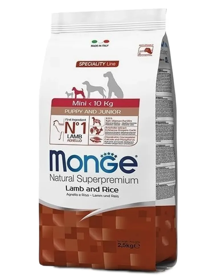 Monge cane mini puppy e junior agnello e riso 2,5 kg  