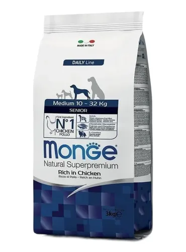 Monge cane medium senior ricco di pollo 3 kg  