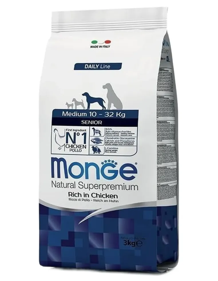 Monge cane medium senior ricco di pollo 3 kg  