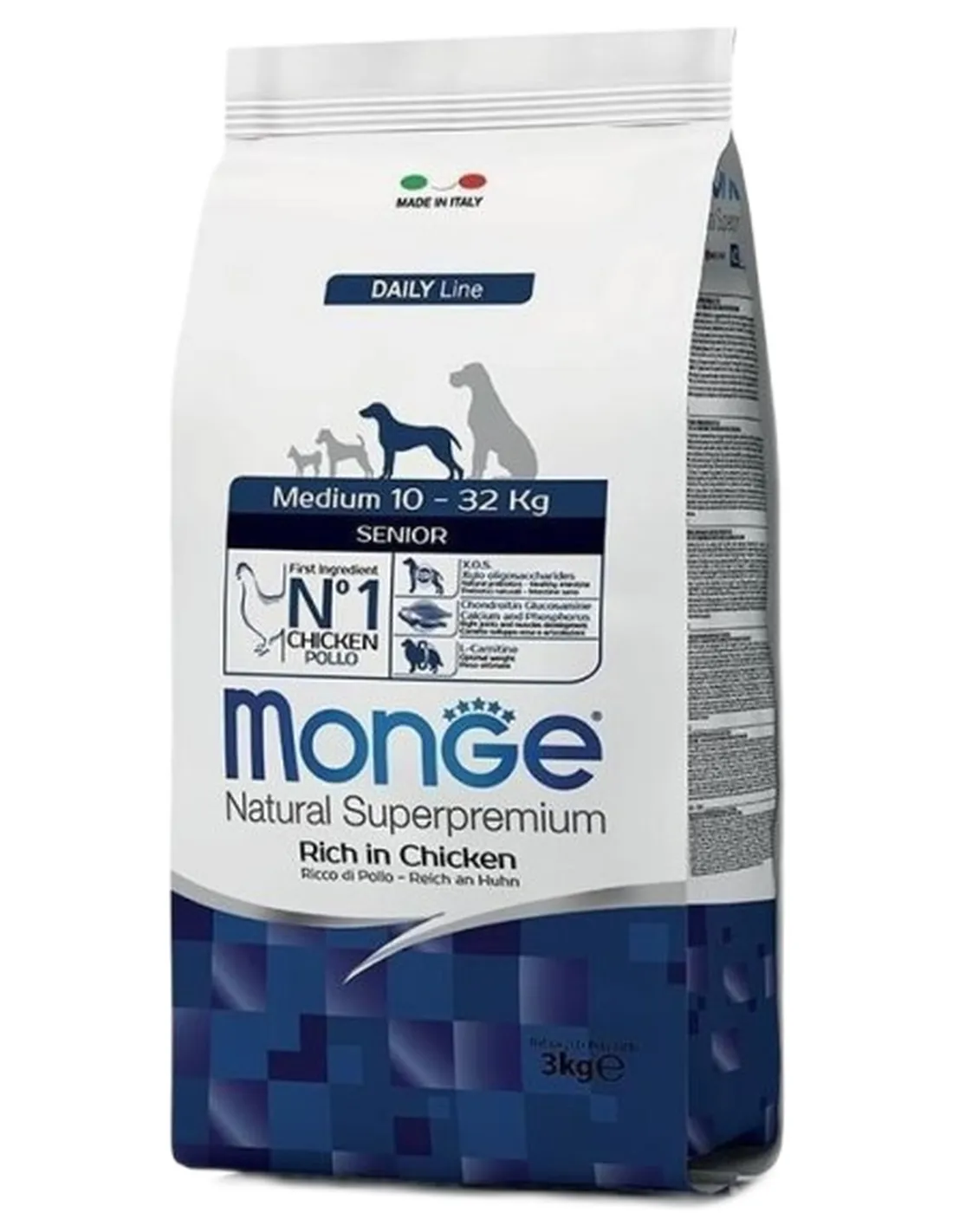 Monge cane medium senior ricco di pollo 3 kg  