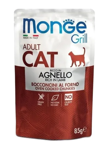 Monge gatto grill adult bocconcini ricco in agnello busta 85 gr  
