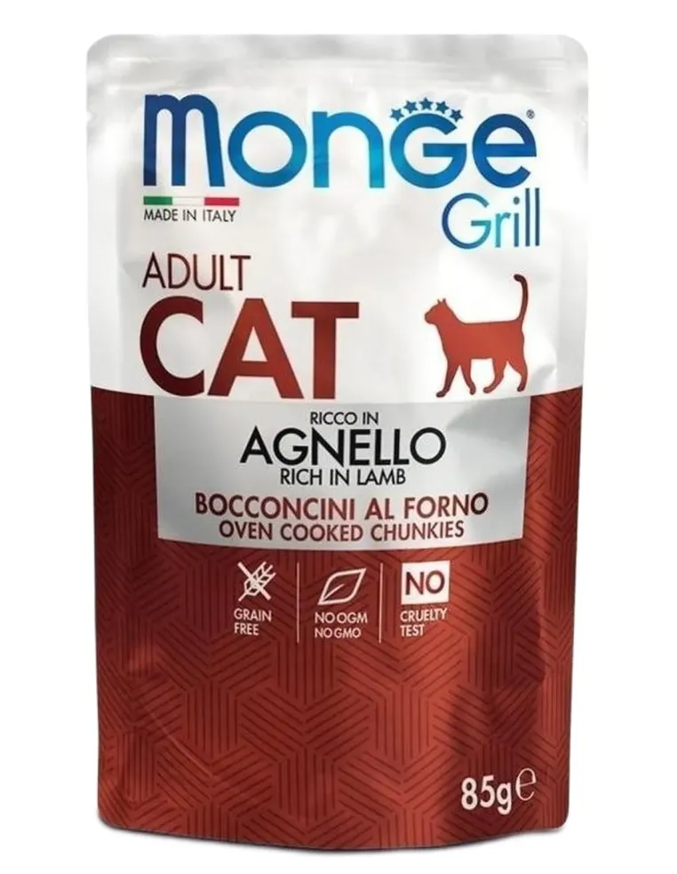 Monge gatto grill adult bocconcini ricco in agnello busta 85 gr  