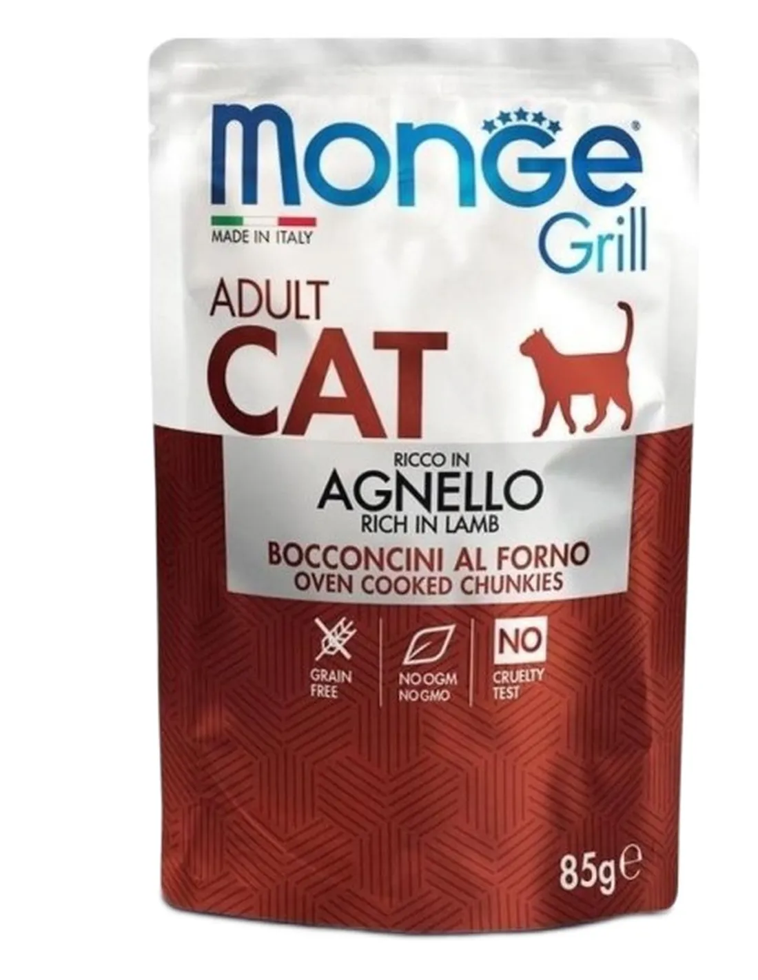 Monge gatto grill adult bocconcini ricco in agnello busta 85 gr  