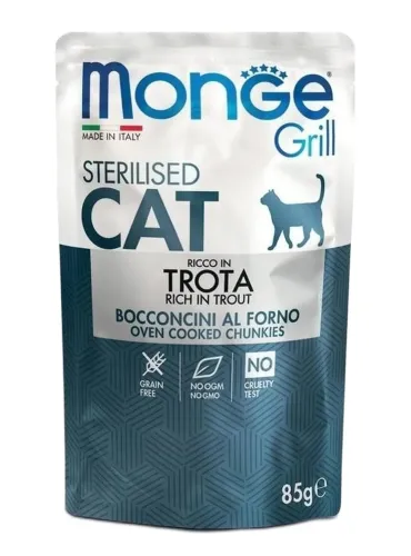 Monge gatto grill sterilised bocconcini ricco in trota busta 85 gr  