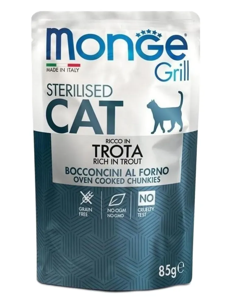 Monge gatto grill sterilised bocconcini ricco in trota busta 85 gr  