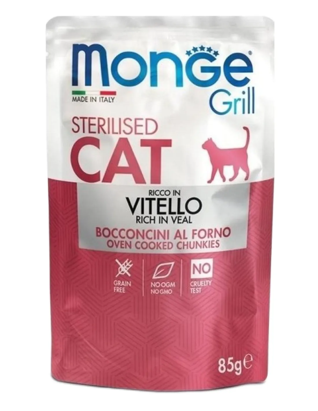 Monge gatto grill sterilised bocconcini ricco in vitello busta 85 gr   Monge gatto grill sterilised bocconcini ricco in vitello busta 85 gr