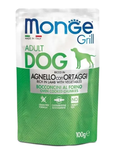 Monge cane grill agnello e verdure in busta 100 gr