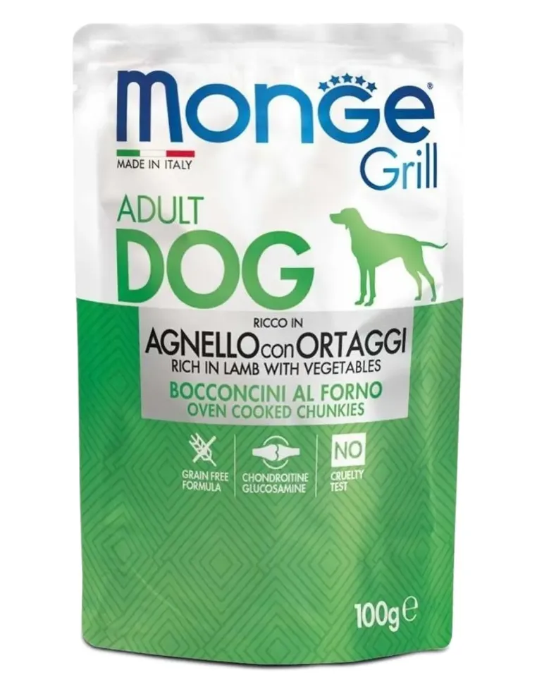 Monge cane grill agnello e verdure in busta 100 gr  