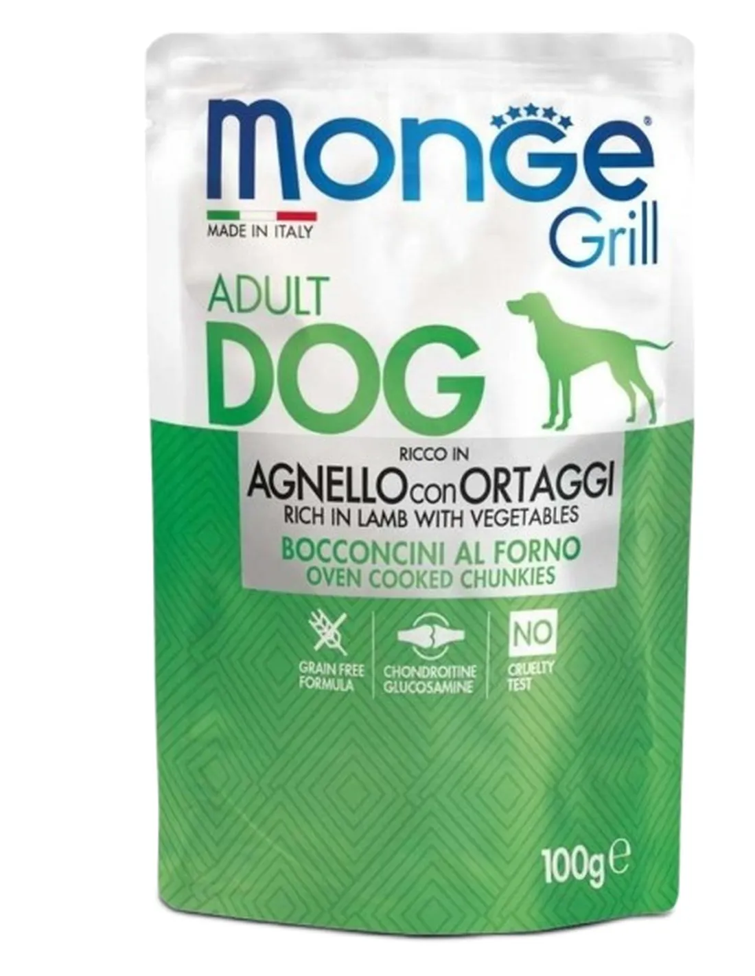 Monge cane grill agnello e verdure in busta 100 gr  