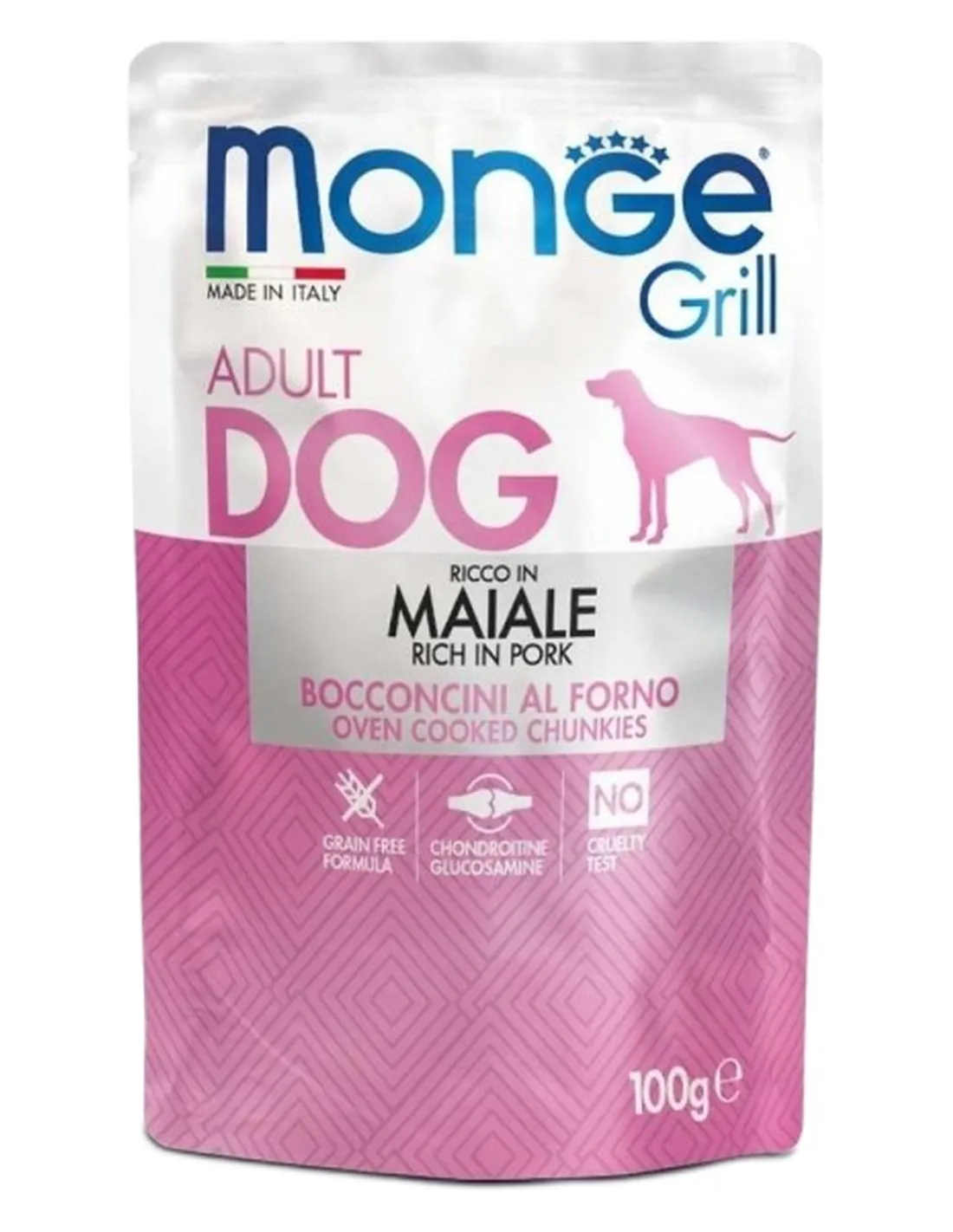 Monge cane grill maiale in busta 100 gr   Monge cane grill maiale in busta 100 gr