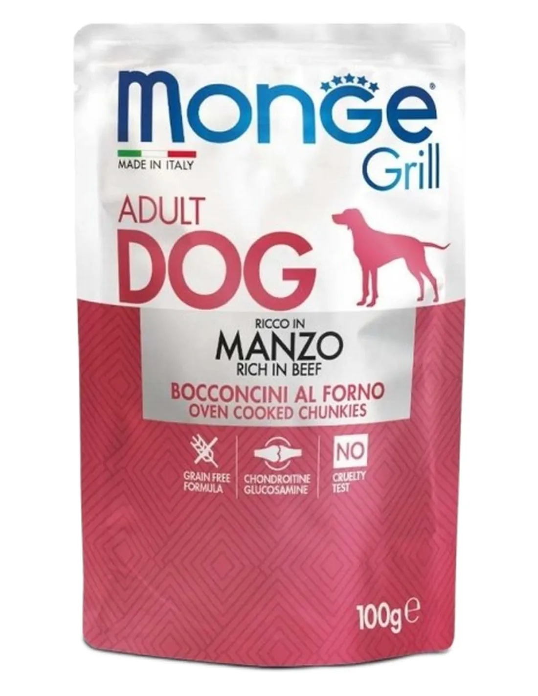 Monge cane grill manzo in busta 100 gr   Monge cane grill manzo in busta 100 gr