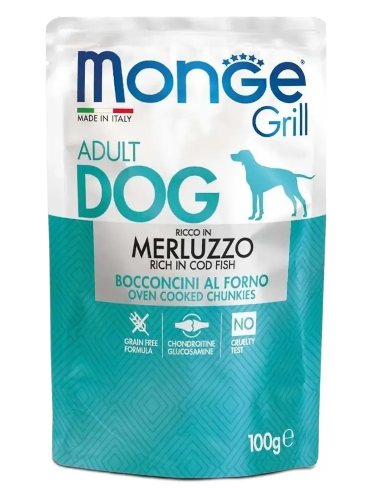 Monge cane grill merluzzo in busta 100 gr  