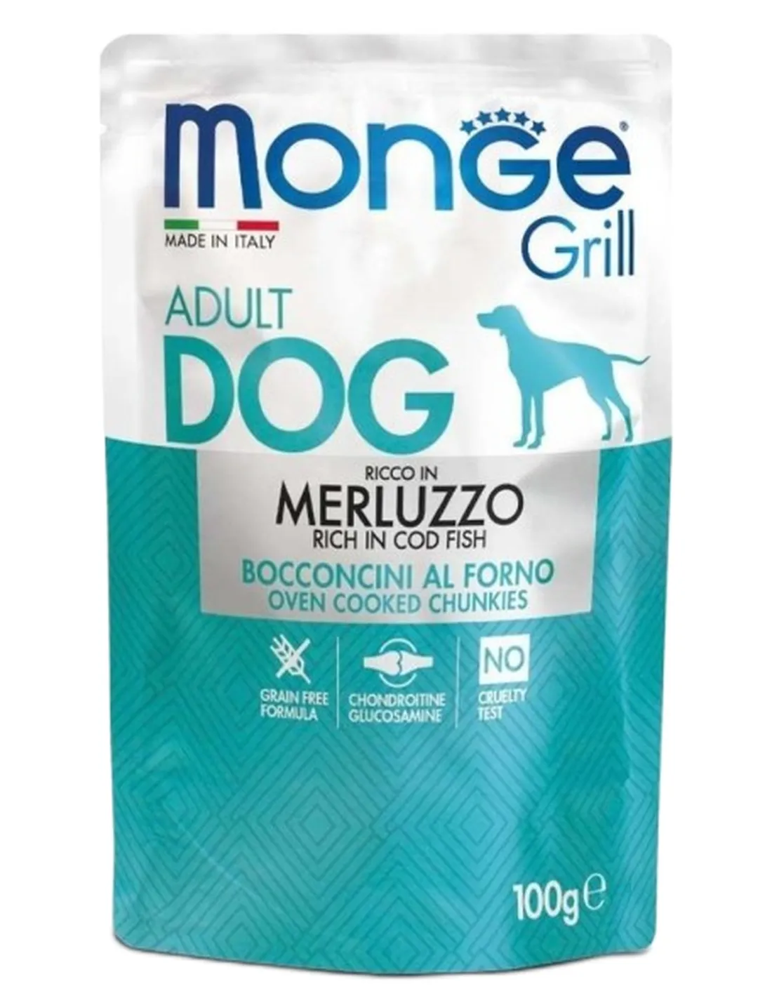 Monge cane grill merluzzo in busta 100 gr   Monge cane grill merluzzo in busta 100 gr