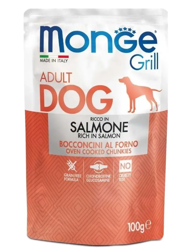 Monge cane grill salmone in busta 100 gr  