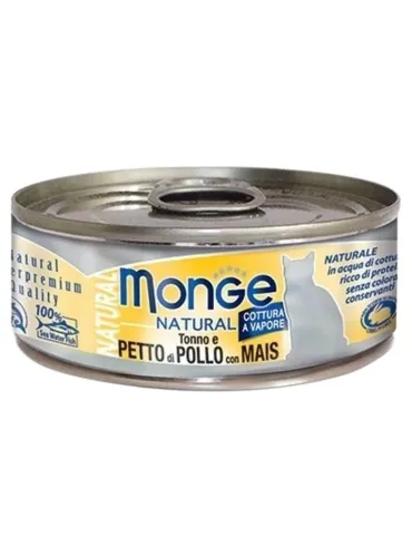 Monge gatto natural tonno e petto di pollo con mais 80 gr  