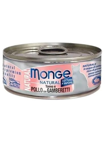 Monge gatto natural tonno e pollo con gamberetti 80 gr  