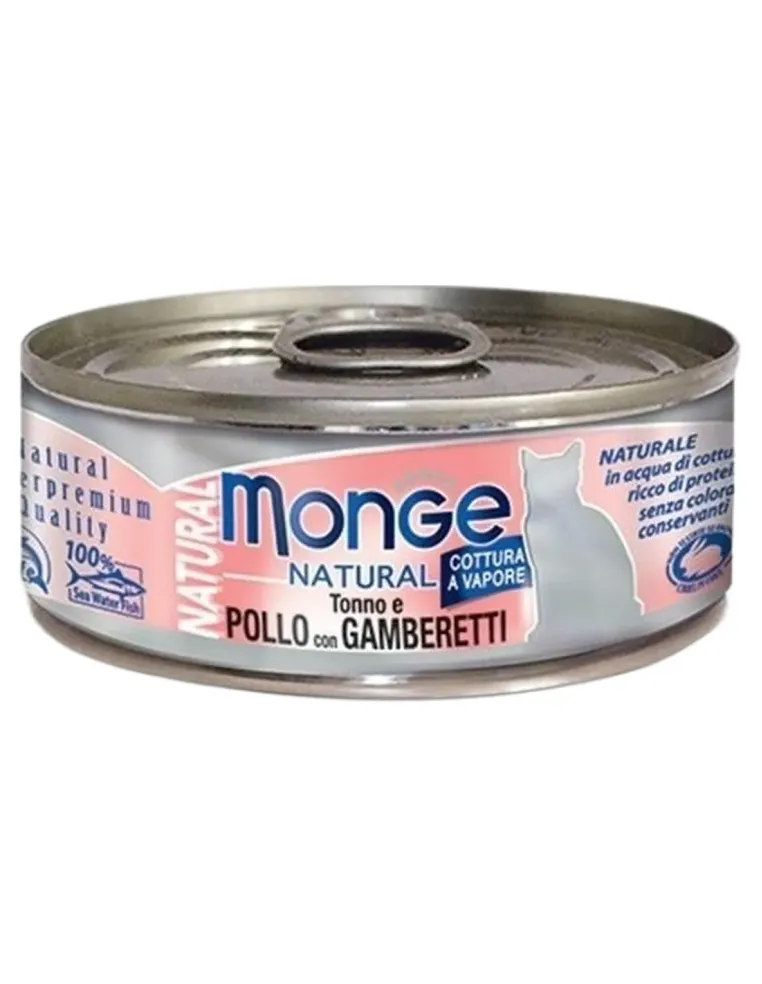 Monge gatto natural tonno e pollo con gamberetti 80 gr  