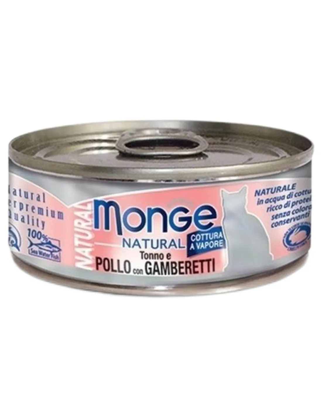 Monge gatto natural tonno e pollo con gamberetti 80 gr  