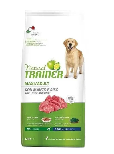 Natural trainer cane Adult maxi con Manzo e riso 12 kg